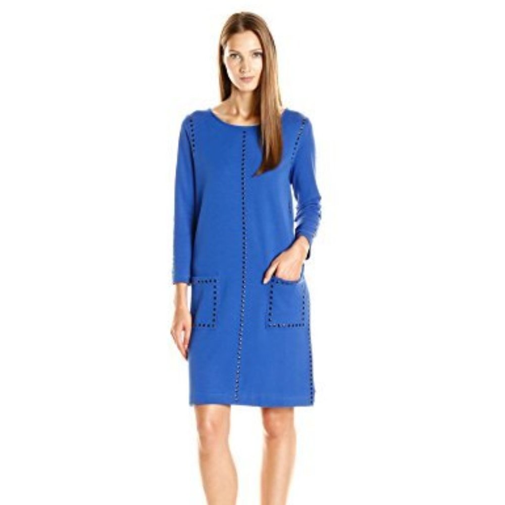 NWT 3/4 Sleeve Studded Blue Dress